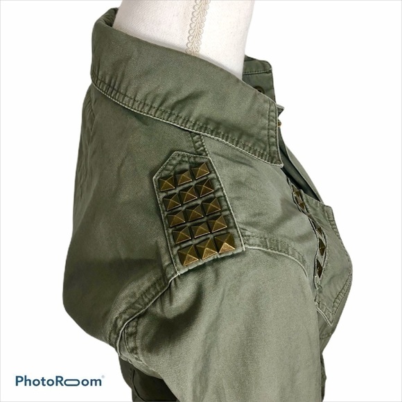 Mudd Military Jacket Small Green Studded Denim Coat - Picture 5 of 9